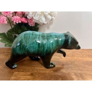 Vintage Blue Mountain Pottery Walking Bear Canadian Art Pottery in Iconic Green‎